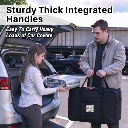 Car Cover Storage Bag 23-Gallon Waterproof Reusable Organizer for All-Weather Covers