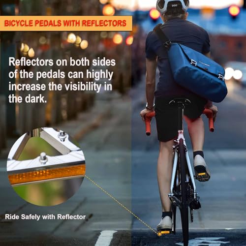 S-Silver Bicycle Pedals 9/16 Inch MTB Road Bike with Reflectors & 3 Bearings