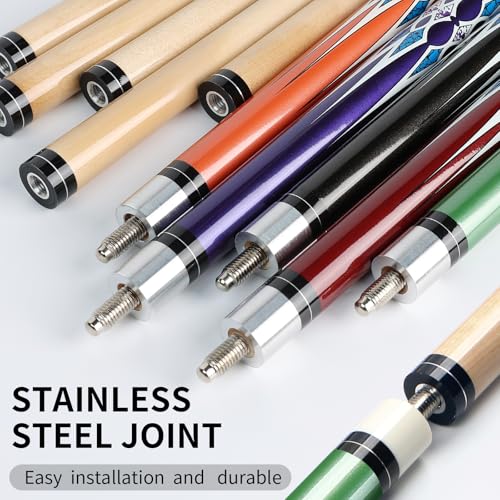 LOTKEY 4-Piece Pool Cues Set 58 Inch Canadian Maple Billiard Sticks for Adults