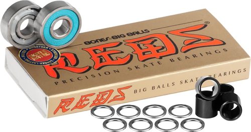 Bones Big Balls Reds Skateboard Bearings 8 pk w/Spacers & Washers Bundle