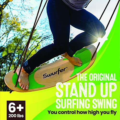 Swurfer TreeSkate Outdoor Kids Tree Swing Brown/Green, Adjustable Handles, Supports 200 lbs