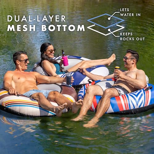 48 Inch River Tube with Canvas Cover - Heavy Duty Floating Lounge for Lakes & Pools