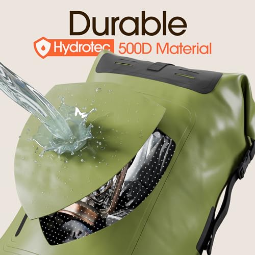 Earth Pak 55L Green Waterproof Hiking Backpack Roll-Top Dry Bag & Phone Case