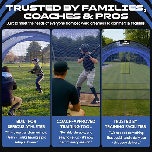 Portable 22ft x 12ft x 8ft Baseball & Softball Batting Cage with Netting & Pitching Hole