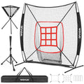 WOVUO Black 6x6 ft Baseball & Softball Hitting & Pitching Net with Strike Zone & Tee