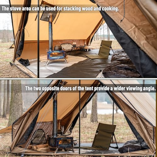 POMOLY Medium Camping Hot Tent Chalet 70 Series with Stove Jack & 2 Poles for 2-3 Persons