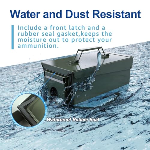 50 Cal Metal Ammo Can Waterproof & Airtight Storage - Blackish Green, HARDROCK
