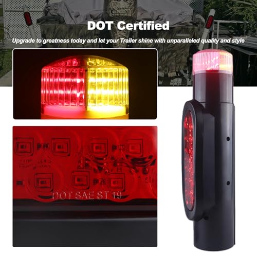 Boat Trailer Guide-On Post Light Set Black Waterproof 24LED Turn Signal Brake Lights