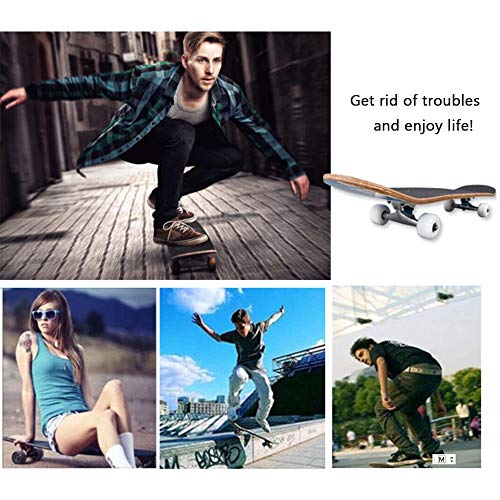 All Black 31'' Maple Complete Skateboard for Beginners Kids & Adults