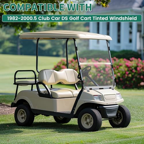 ECOTRIC Clear Fold-Down Windshield for 1982-2000.5 Club Car DS, High Clarity Acrylic