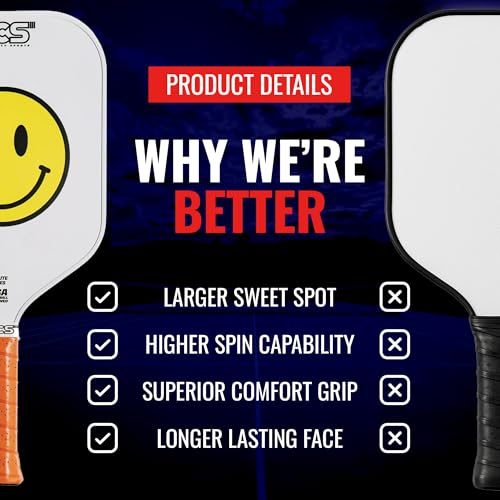 SCS Carbon Fiber Pickleball Paddle – USAPA Approved 2024 – Lightweight, Enhanced Spin, Sure-Grip Handle – Evo-Lite Series for Intermediate Players - Happy Paddle
