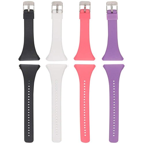 QGHXO Band For Polar FT4/FT7, Soft Adjustable Silicone Replacement Wrist Watch Band For Polar FT4/FT7 Watch (4PCS: Black&White&Pink&Purple)