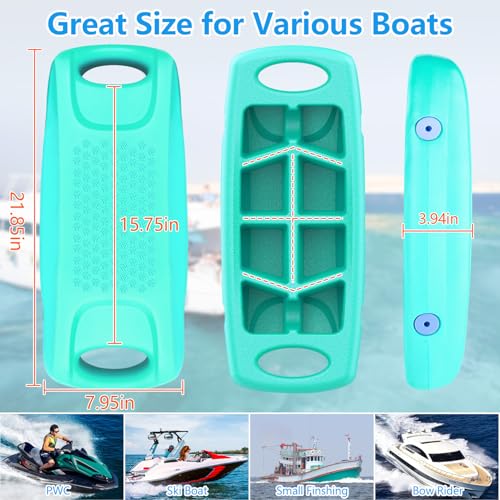 2 Pack 22 Inch Boat Fenders for Docking - EVA Impact Bumpers with Locking Rope, Ideal for Yachts, Pontoon, Jet Ski, PWC, Grey/Black/Blue