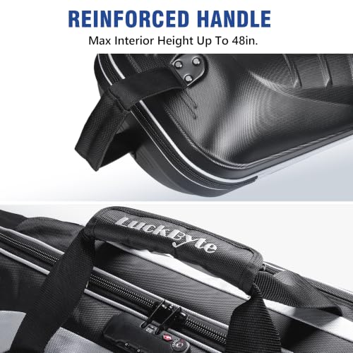 LuckByte Black Golf Travel Bag with Hard Shell, TSA Lock & Wheels