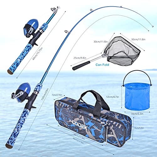 Kids Fishing Pole Set with Telescopic Rods and Accessories for Beginners