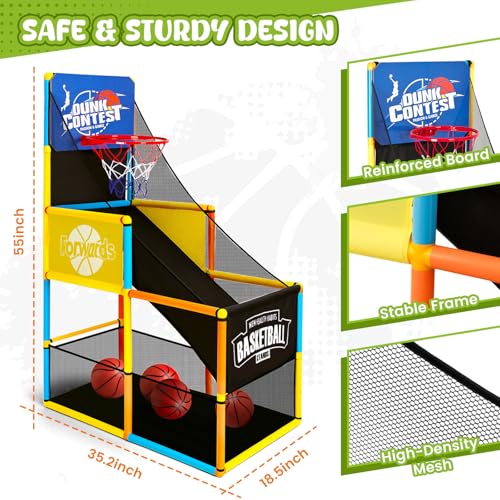 Kids Indoor Arcade Basketball Game Set with 4 Balls - Portable & Stable