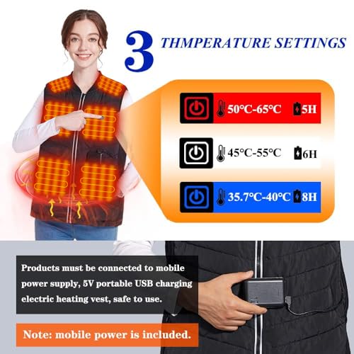 Hoson Heated Vest for Men and Women - X-Large Winter Heating Jacket with 9 Zones