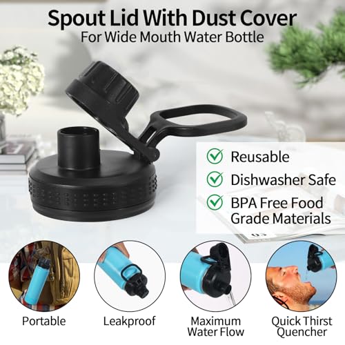 Leak-Proof Water Bottle Spout Lid Replacement for Thermoflask 12oz-64oz
