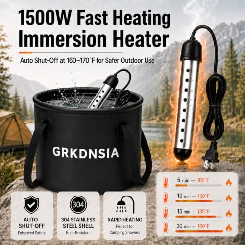 Black 11-Piece Camping Shower Set with Heater and Privacy Tent