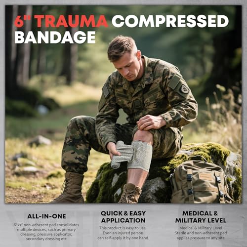 VLITEPRO C-Brown Trauma First Aid Kit 144pcs Portable Emergency Camping Gear with Tourniquet & Splint