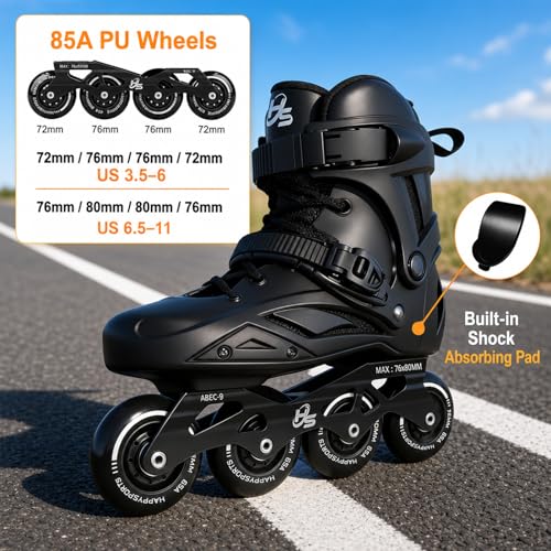 Performance Inline Skates for Women Men - Aluminum Frame, Soft Liner, Size 10-11/11-12