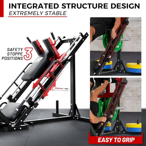 RitFit Red Leg Press & Hack Squat Machine with Linear Bearings, 1200LB Capacity