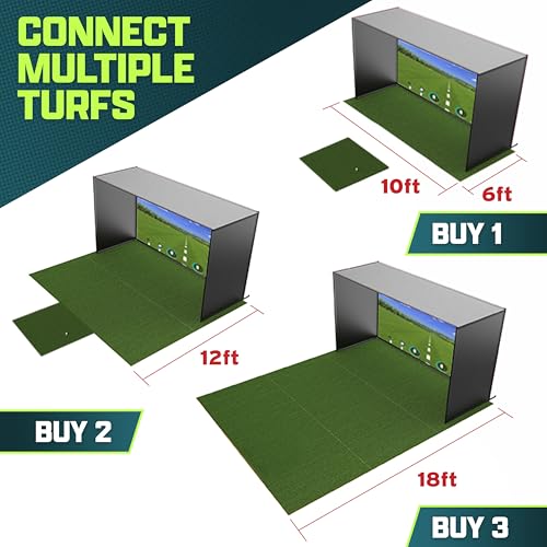 Golf Simulator Turf 10 x 6 ft Green Hitting Mat - 15 mm Synthetic Grass