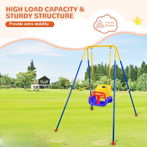 Bighaki808 Blue 3-in-1 Toddler Swing Set Indoor & Outdoor Heavy Duty with Foldable Stand