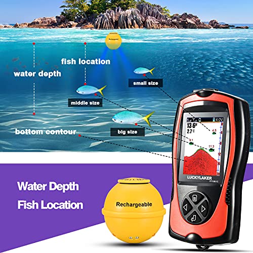 Wireless Fish Finder Kayak Sonar Transducer with LCD Screen Depth Water Depth & Fish Detection