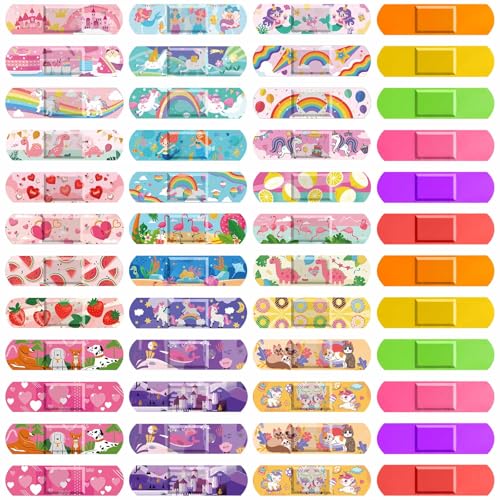 Sweet & Cute Kids Cartoon Bandages 360 Pcs - Mermaid & Rainbow Styles Waterproof & Flexible | Girl & Boy First Aid