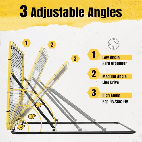 Baseball Rebounder Net 4x4.5ft with Spare Net and Adjustable Angles - Solo Practice