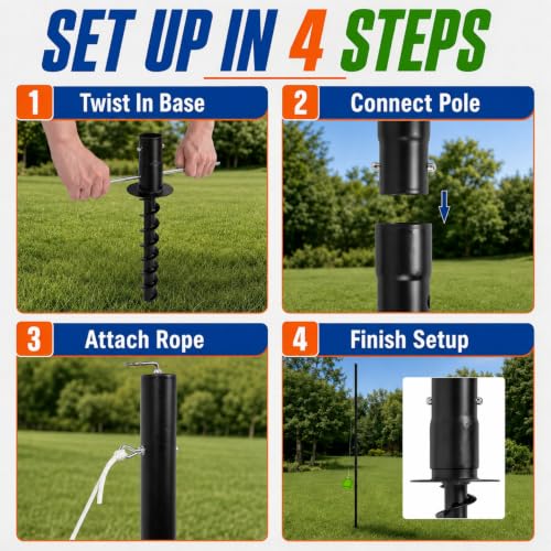 Eastrexon 9 FT Tetherball Set with 2 Balls & Adjustable Steel Pole for Outdoor Play