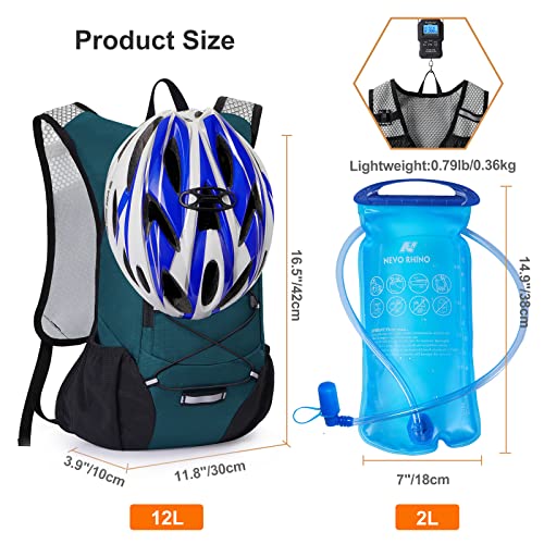 Lightweight Hydration Backpack with 2L Water Bladder - Plaid Dark Blue