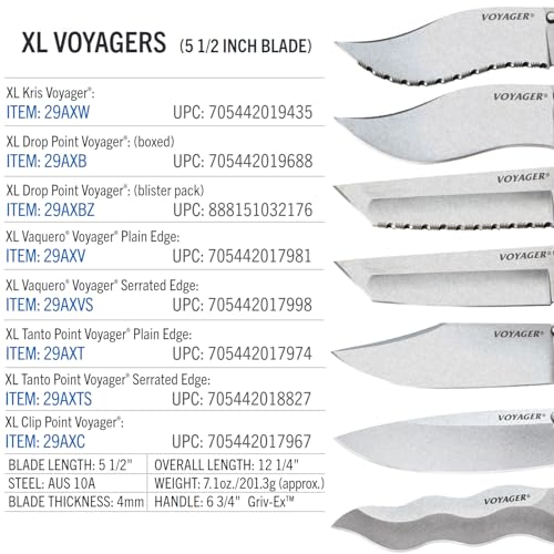 Cold Steel Voyager XL Vaquero Kukri Serrated Folding Knife - AUS10A Steel, 5.5" Blade