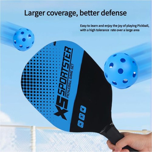 Blue Poplar Pickleball Paddles Set of 2-2 Pickleball Rackets, Bag & 4 Pickleball Balls. Indoor/Outdoor. for All - Beginners, Advanced. Men, Women, Kids. Approved. Play on Beach or Court.