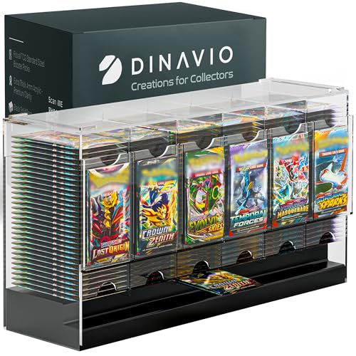 6-Slot Booster Pack Dispenser with Black Acrylic Base for TCG and Sports Cards