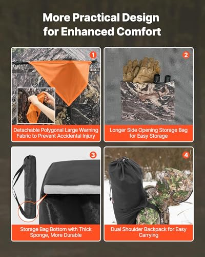 4-5 Person Hunting Blind with 270° View, Camouflage Concealed Shelter, Portable Ground Tent