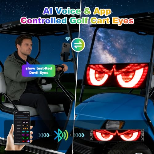 AI Voice Controlled LED Light Panel for Golf Carts 23x5 Inch Devil Eyes Effect