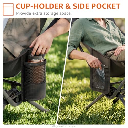 HAAGEEP Black Portable Folding Rocking Camping Chair for Adults