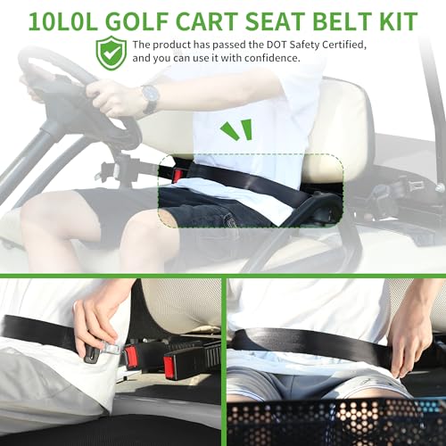 2 Point Golf Cart Seat Belt Kit for EZGO Yamaha Club Car - 4 Passenger, with Bracket