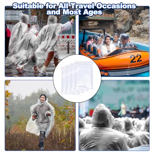 Disposable Rain Ponchos for Adults Clear 108 Pack Hooded Waterproof Raincoats