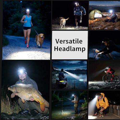 KunHe 20-Pack Rechargeable LED Headlamps 333 Lumens, Waterproof, 150M Beam, 3 Modes