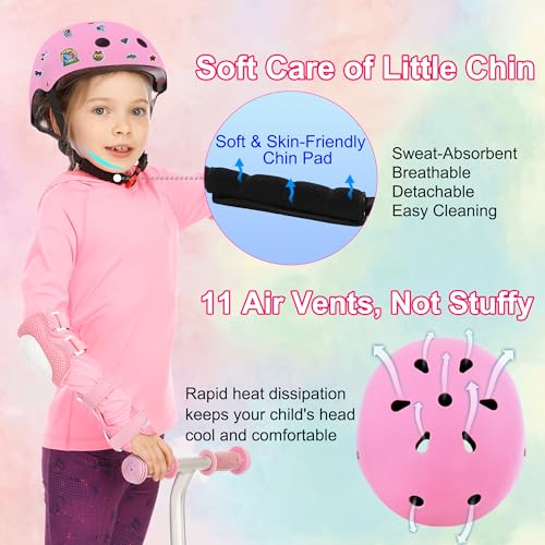 Kids Bike Helmet with Knee and Elbow Pads Set for Toddlers and Kids