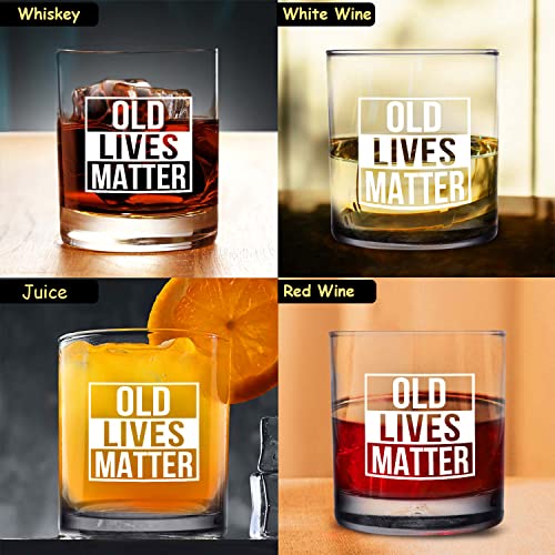 Old Lives Matter Whiskey Glass 11 oz - Funny Retirement Birthday Gift for Dad