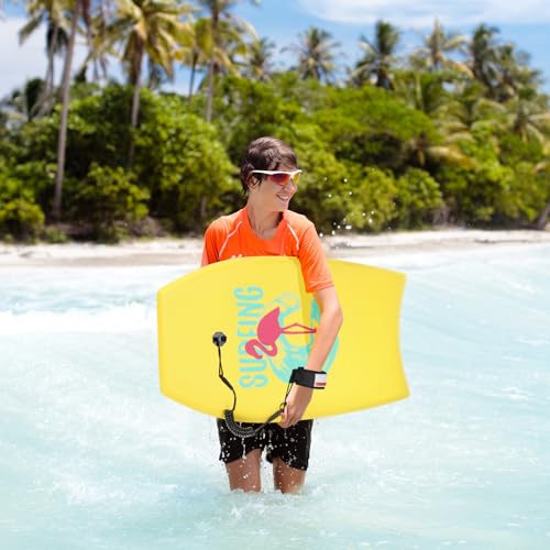 Blueweenly Tropical Style 33'' Body Boards with Wrist Leash - 2 Pack for Beach Surfing