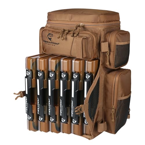 Heavy Duty Fishing Tackle Backpack with 6 Trays & Rod Holders - Open Access Design