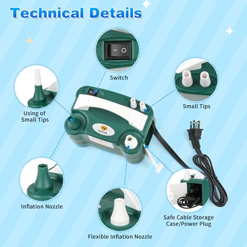 Dark Green Portable Electric Balloon Pump with Dual Nozzles for Party Decorations