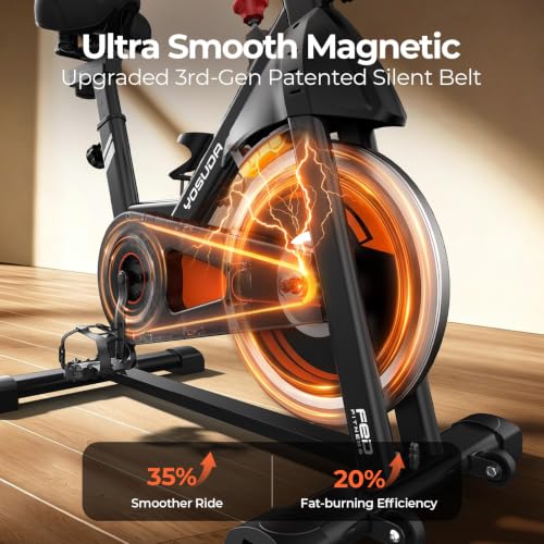 YOSUDA PRO Magnetic Exercise Bike Silver-Orange, 350 lbs Capacity