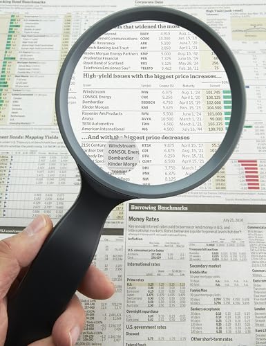 Round 4.3 Inch Handheld Magnifier with 2x Power and 3.5x Spot Lens - Black