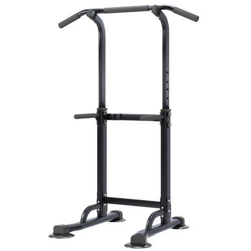 DlandHome Power Tower Pull Up Dip Station Multi-Function Fitness Equipment for Strength Training Adjustable Height Dip Stand for Home Gym, Black